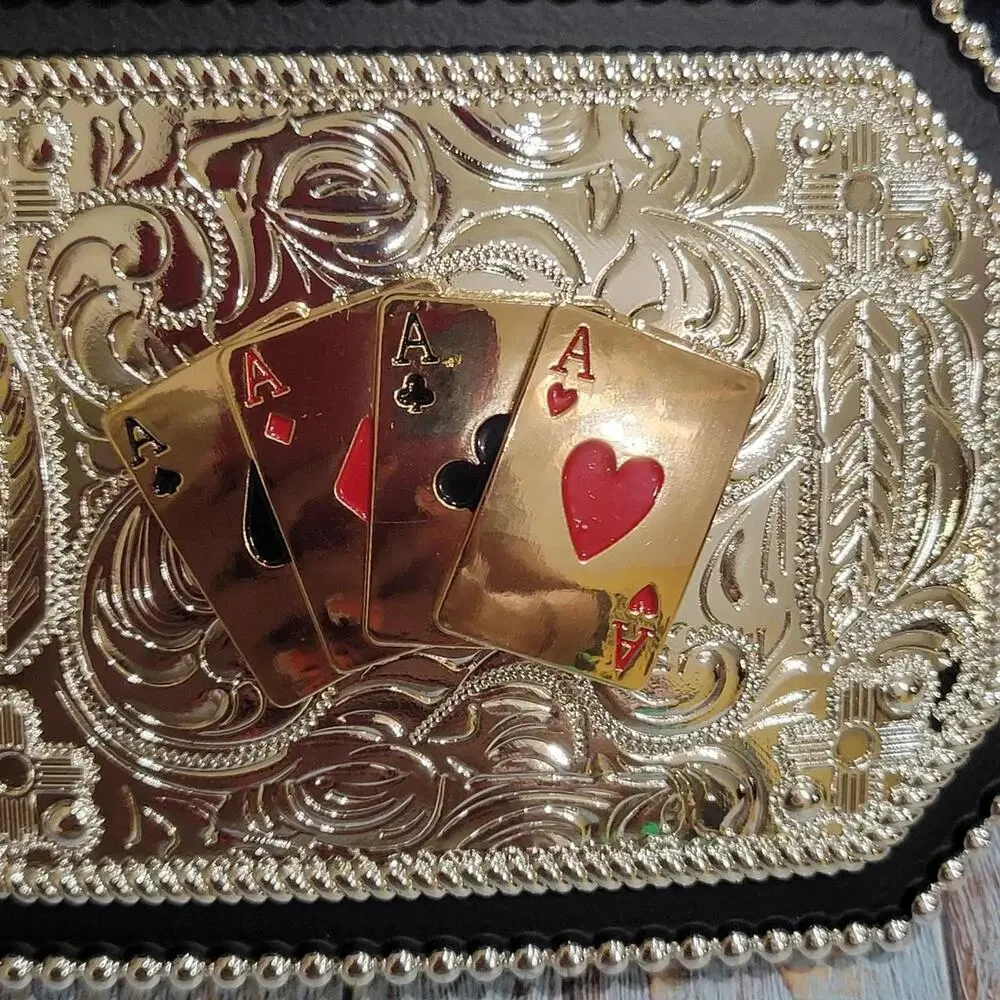 Four aces western belt buckle